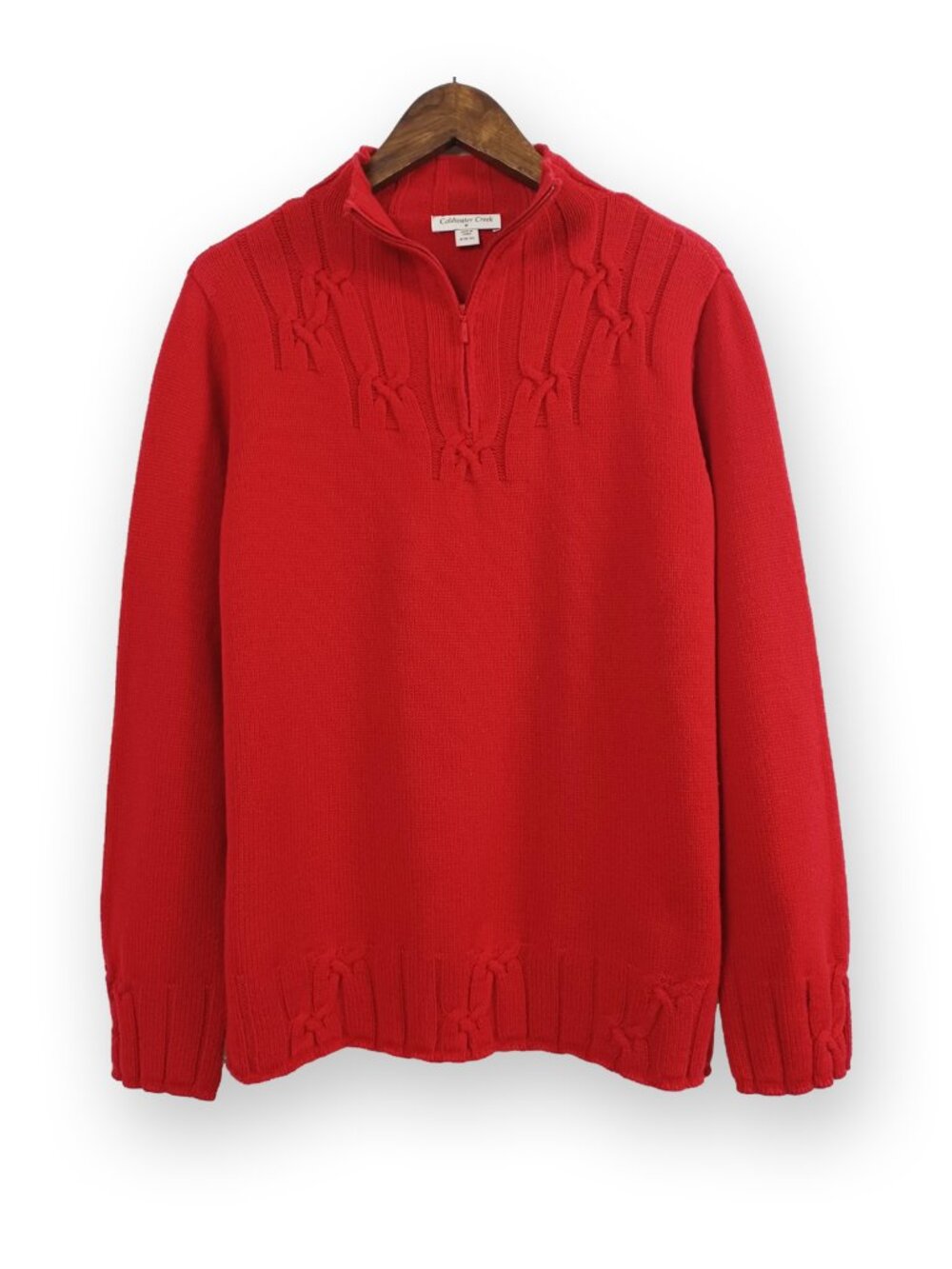 Coldwater Creek Cotton Blend Mock Neck Quarter Zip Knit Sweater Size M